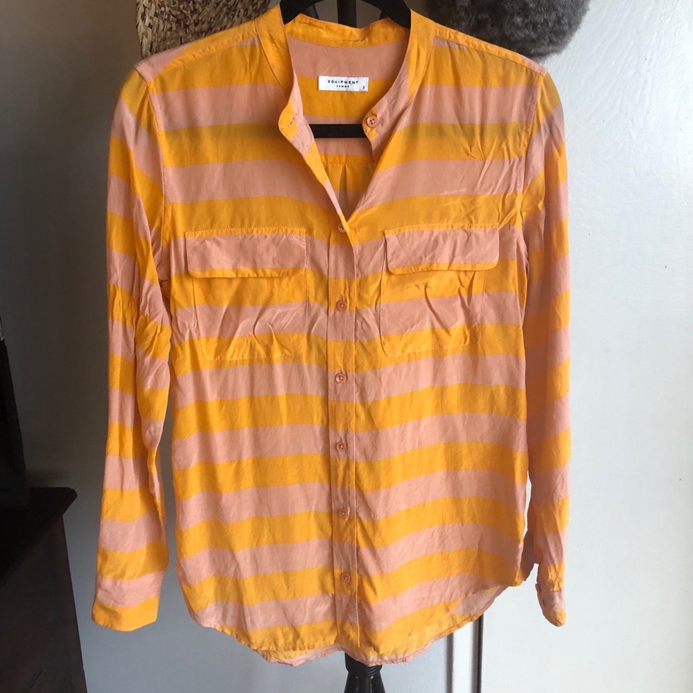 Equipment cabana stripe slim silk shirt